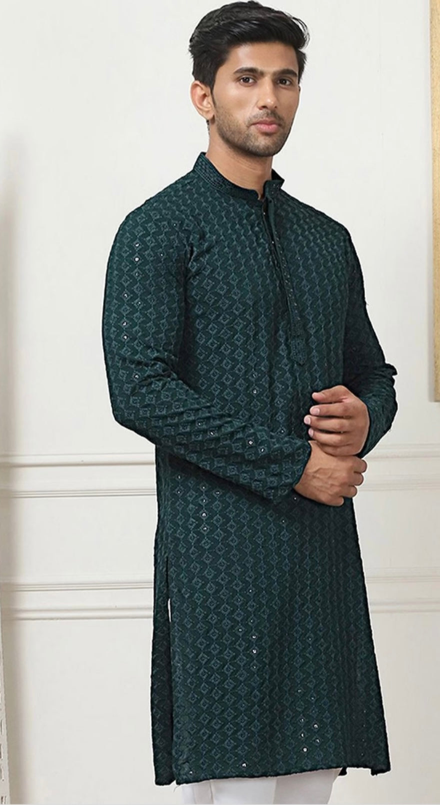 Green Chikankari Kurta