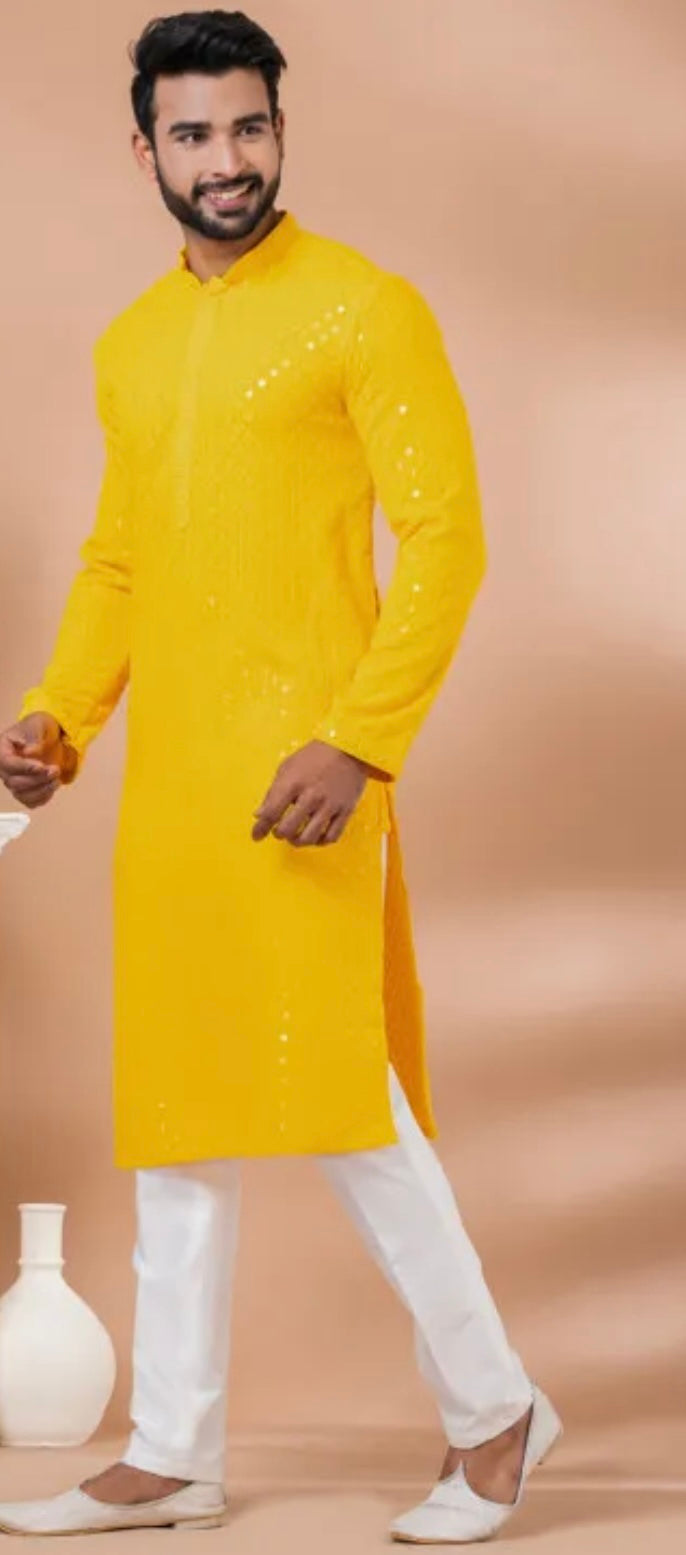 Yellow Chikankari Kurta