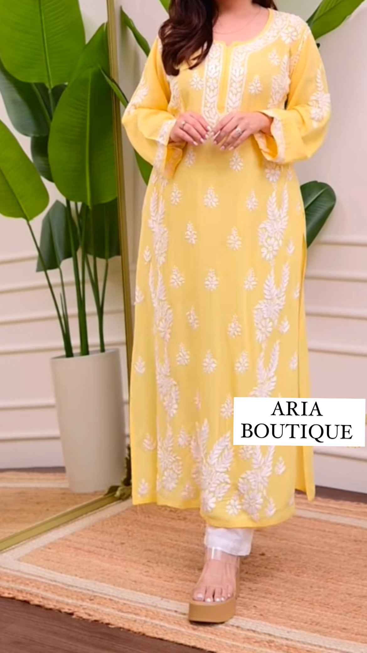 Yellow Chikankari Kurti