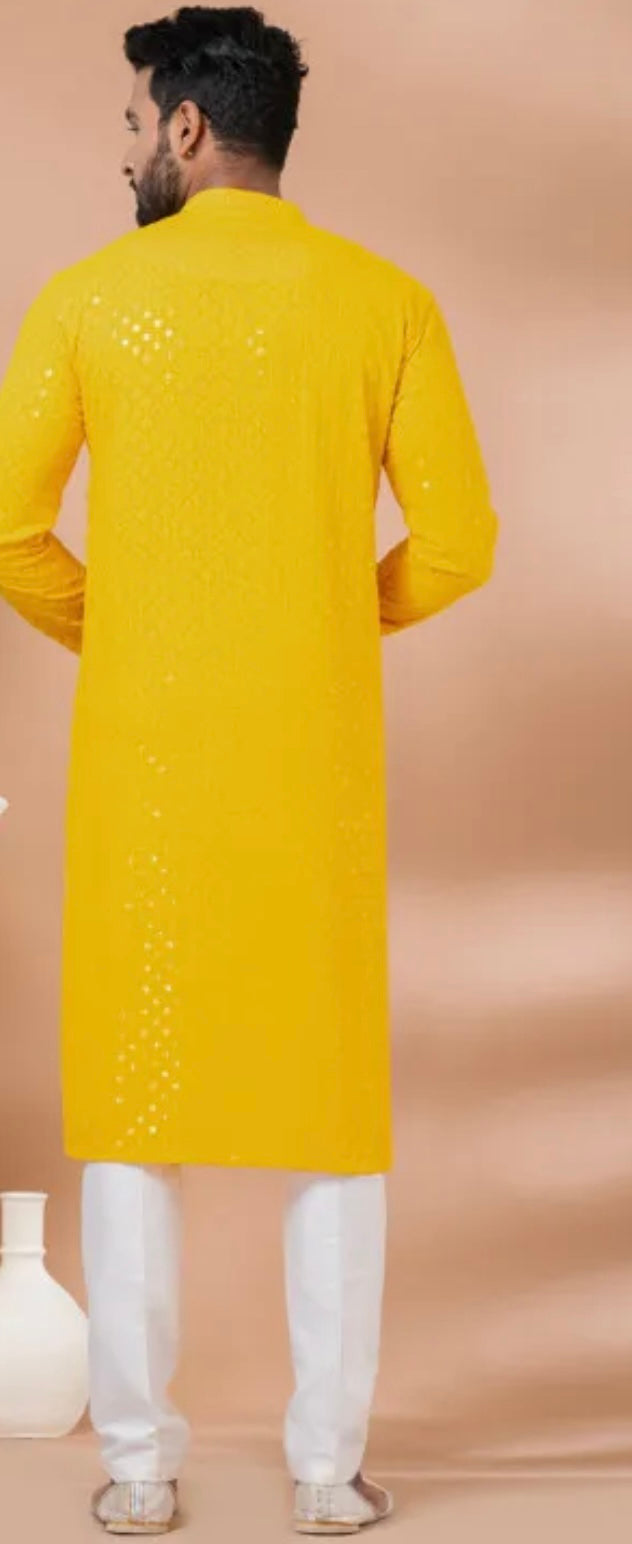 Yellow Chikankari Kurta
