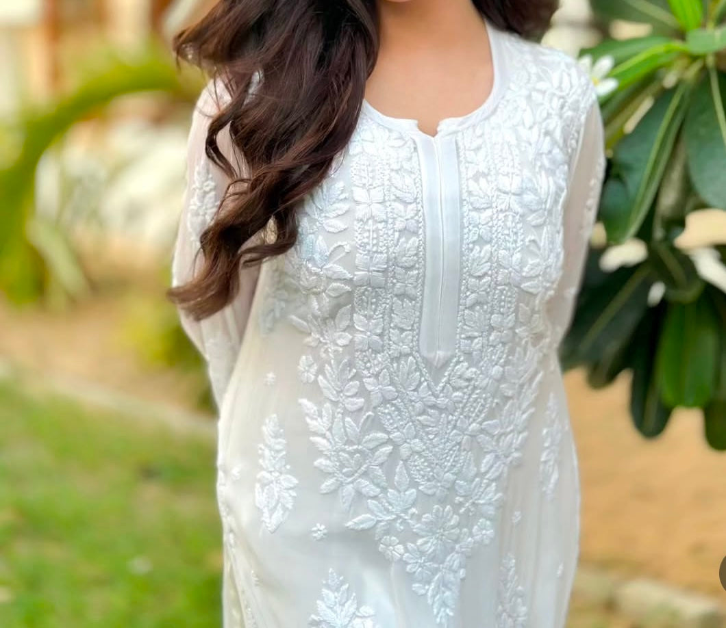 White Chikankari Kurti