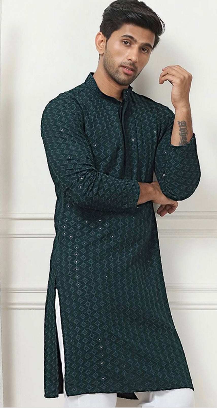 Green Chikankari Kurta