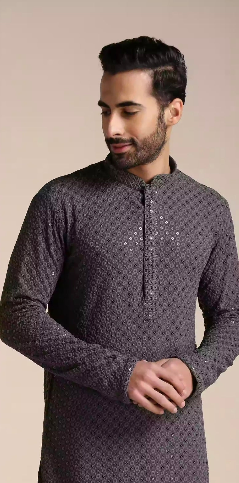 Grey Chikankari Kurta