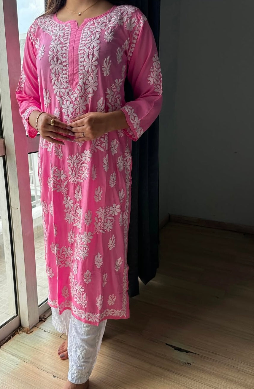Pink Chikankari Kurti
