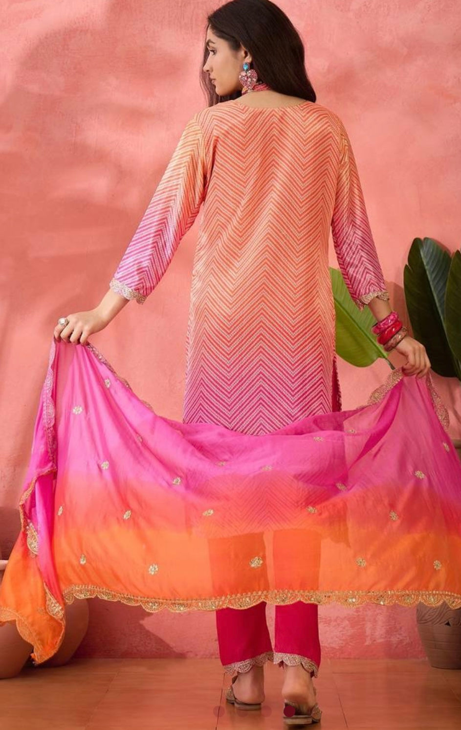 Pink Bandhni Kurti set