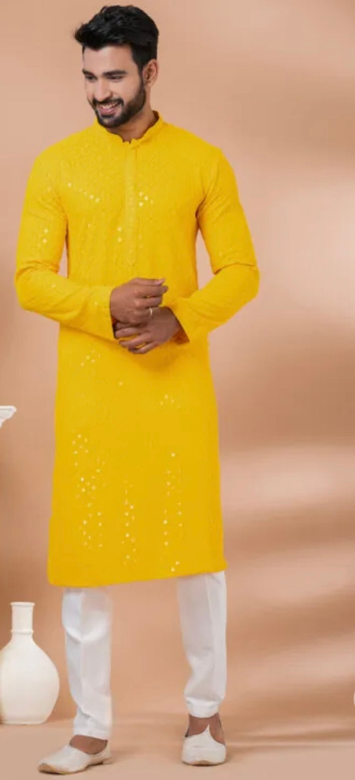 Yellow Chikankari Kurta