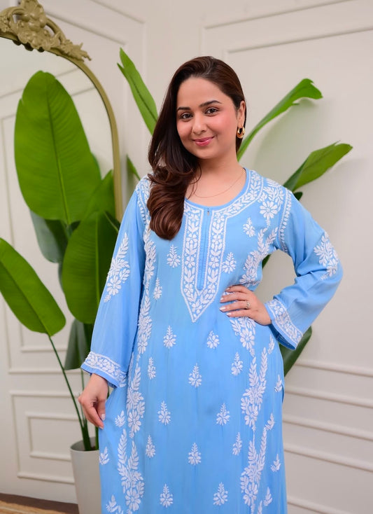 Blue Chikankari Kurti